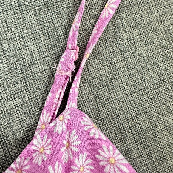 NEW! Hippie Rose Floral Top Lavender Front Tie XL Strappy Tank Rayon Adjustable - Picture 5 of 14